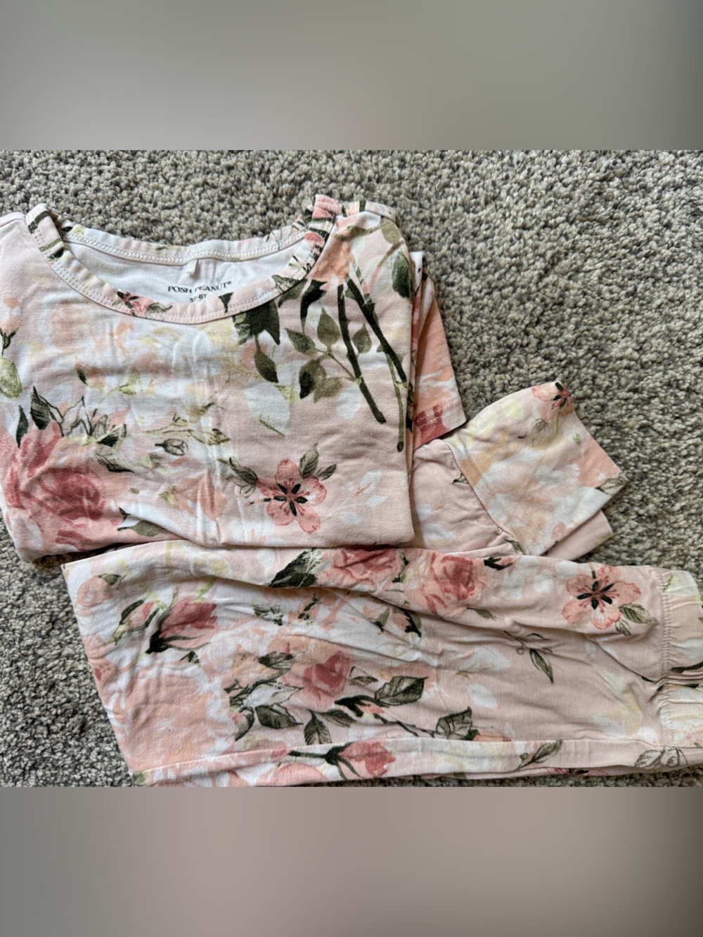 Posh Peanut Pink Floral Kids Pajama Set